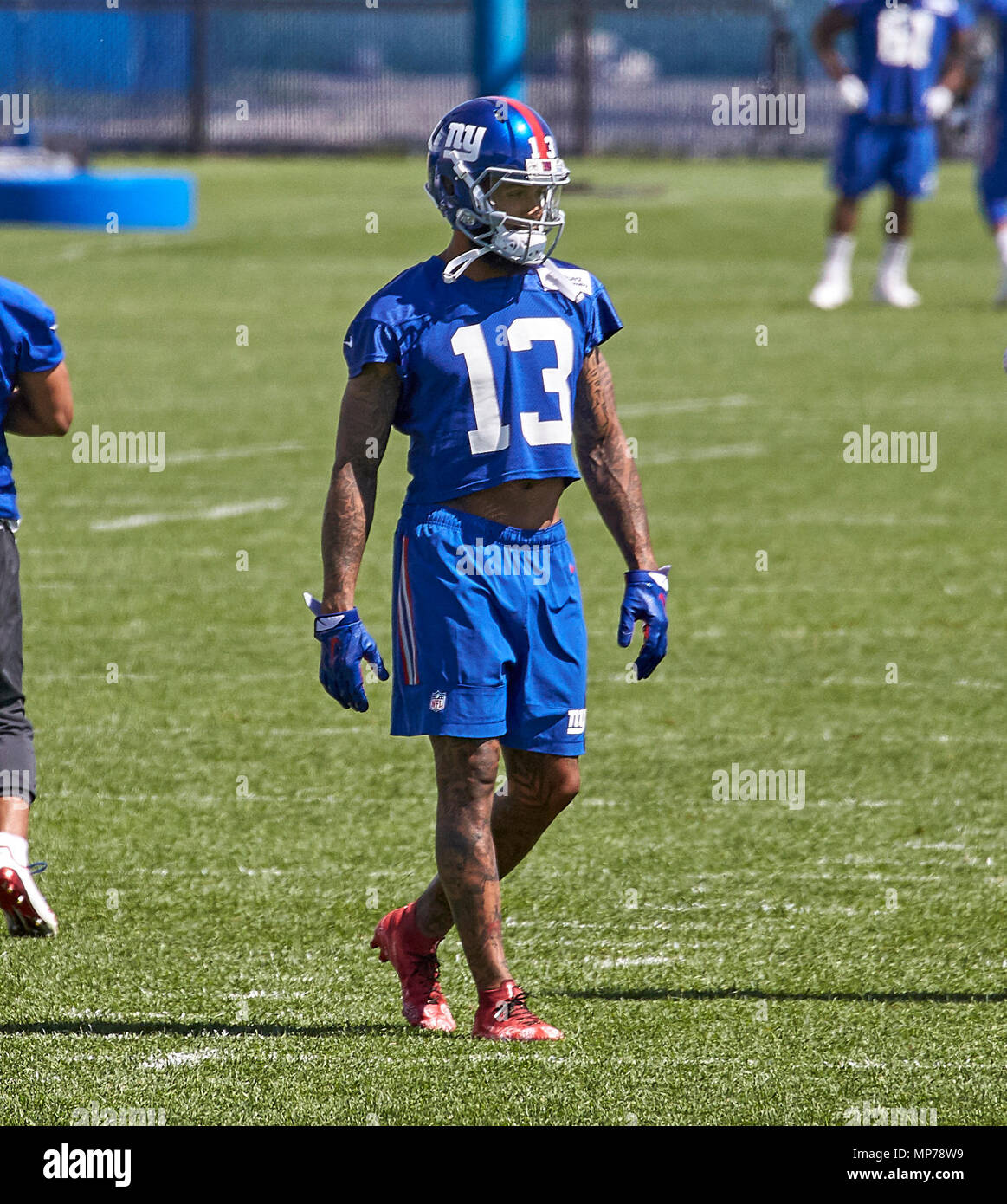 East Rutherford, New Jersey, USA. 21st May, 2018. New York Giants' wide  receiver Odell Beckham Jr (13) during organized team activities at the  Quest Diagnostics Training Center in East Rutherford, New Jersey.