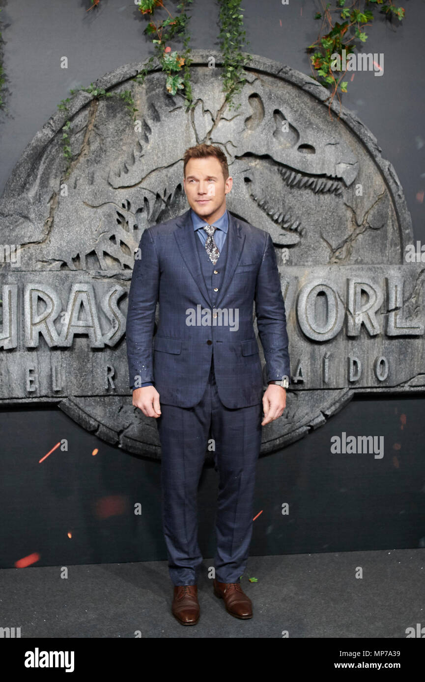 Madrid, Spain. 22nd May, 2018. Chris Pratt attends 'Jurassic World: Fallen Kingdom' World Premiere at WiZink Center on May 21, 2018 in Madrid, Spain. May22, 2018. Credit: Jimmy Olsen/Media Punch ***No Spain***/Alamy Live News Stock Photo