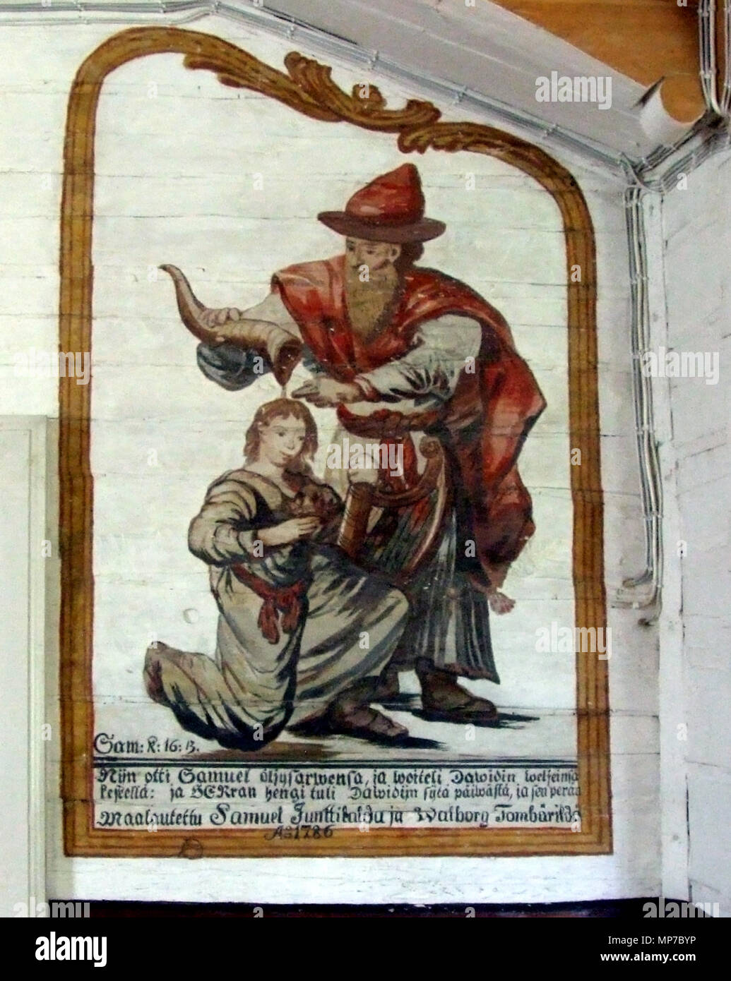 The Anointment of David   1785–1786 or 1795 Photograph: Taken on  24 July 2006.   762 Kempele Church Paintings 2006 07 24 Stock Photo