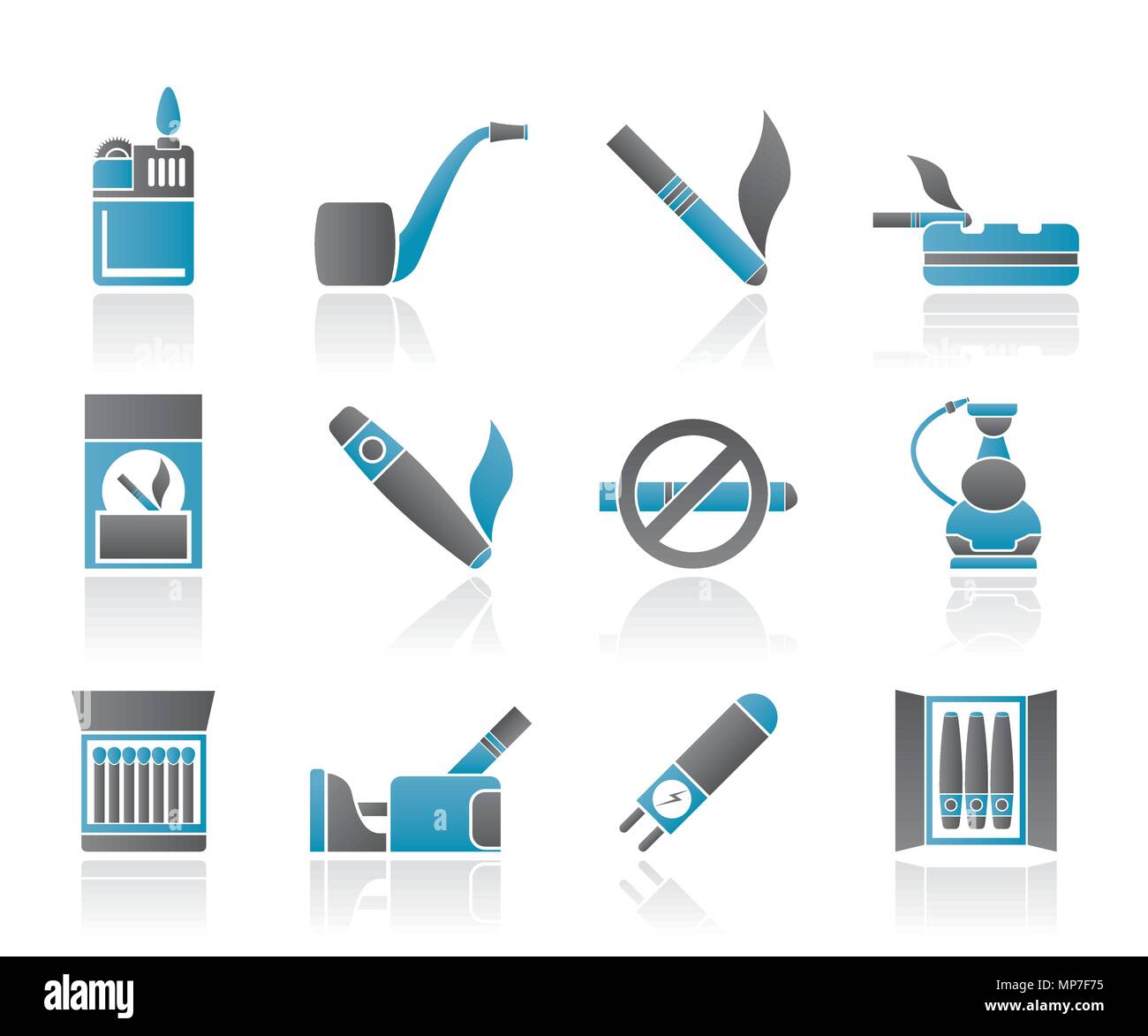 Smoking and cigarette icons - vector icon set Stock Vector