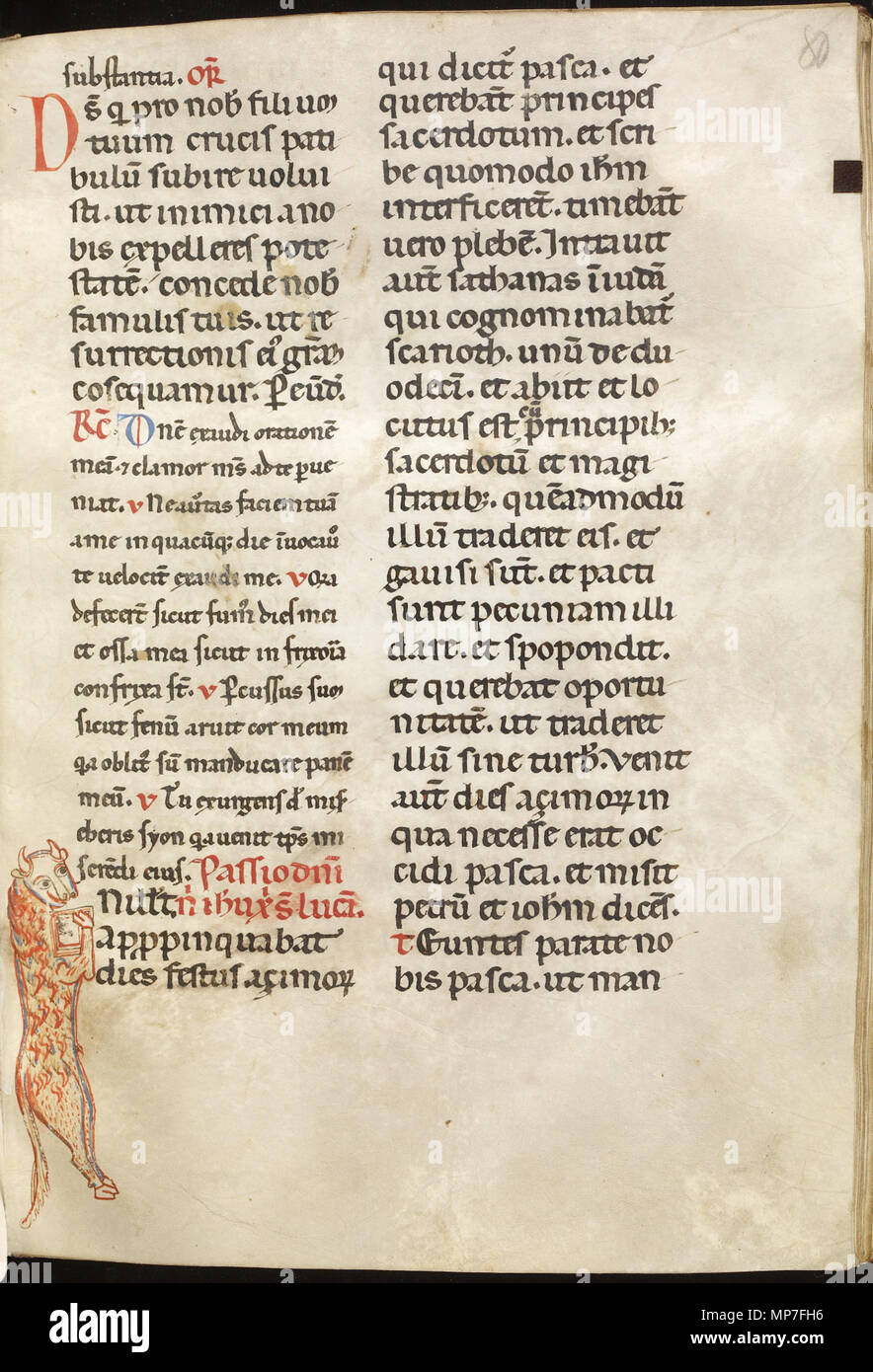 Leaf from St. Francis Missal  between 1172 and 1228 (Medieval).   677 Italian - Leaf from St Francis Missal - Walters W7580R - Full Page Stock Photo
