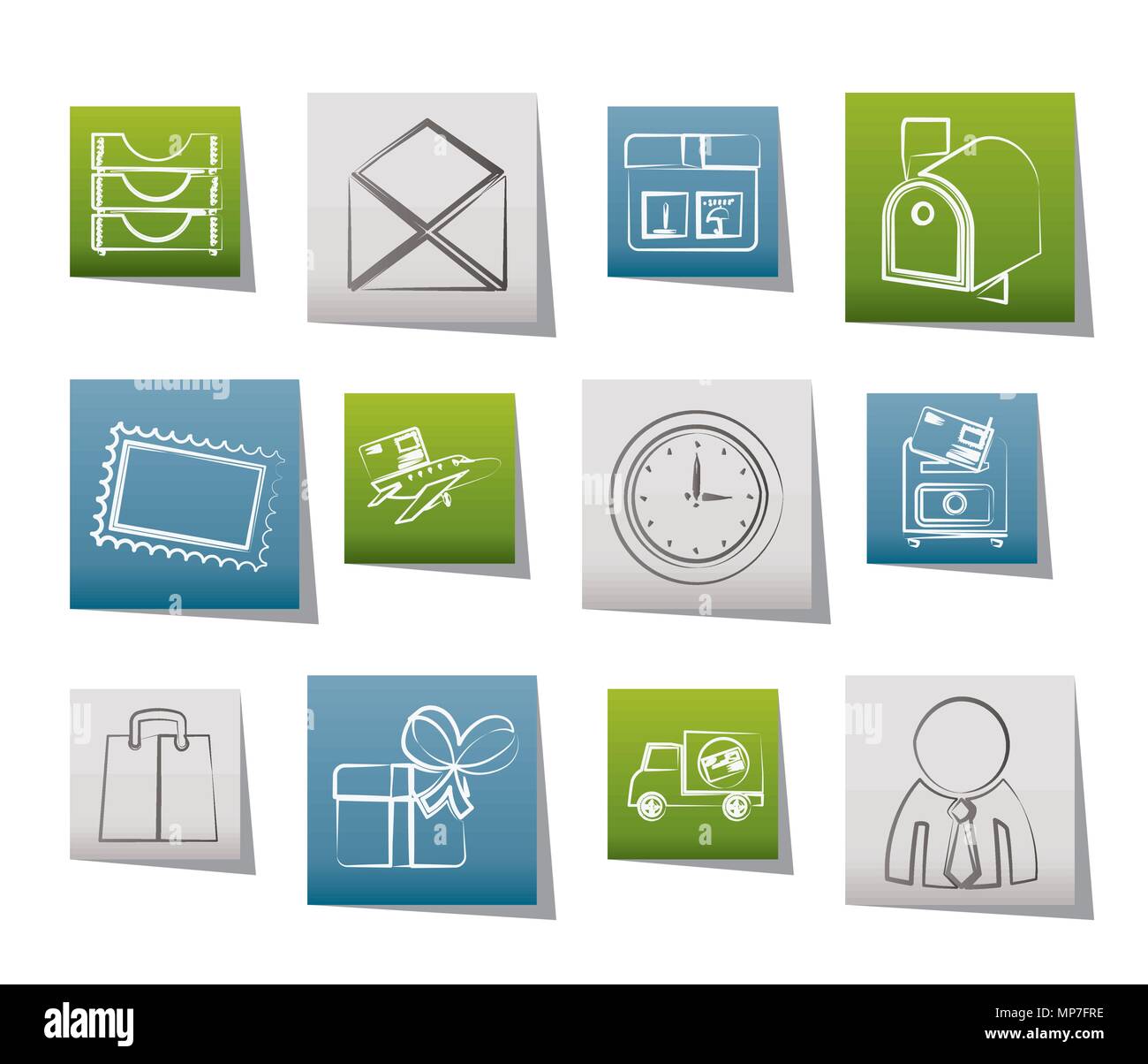 Post, correspondence and Office Icons - vector icon set Stock Vector ...