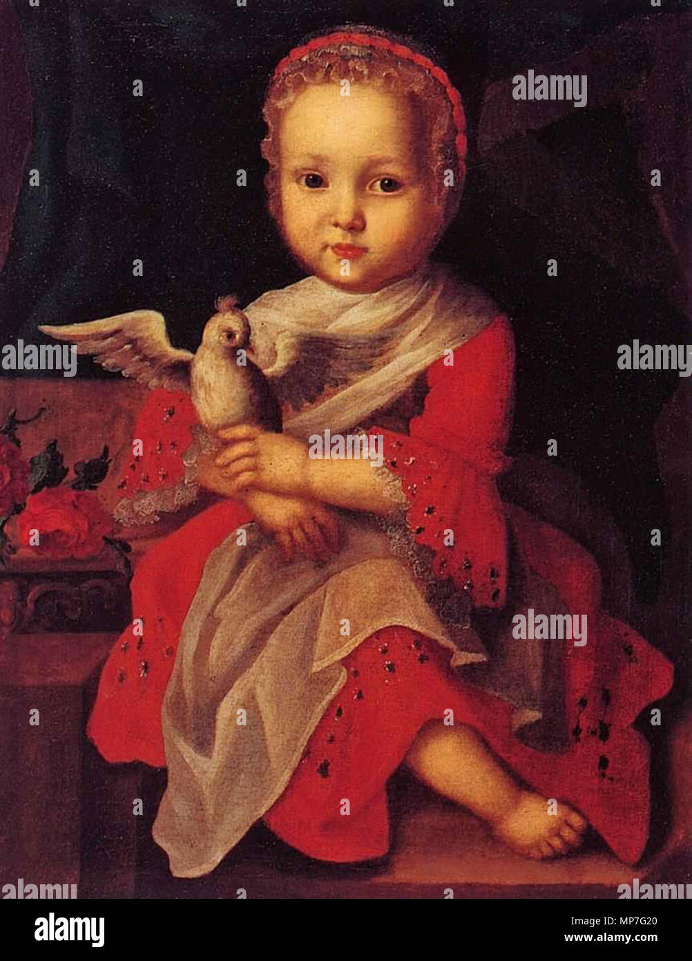 .  English: Portrait of Girl with bird Русский: Девочка с птичкой . 18th century.   680 Ivan Vishnyakov 03 Stock Photo