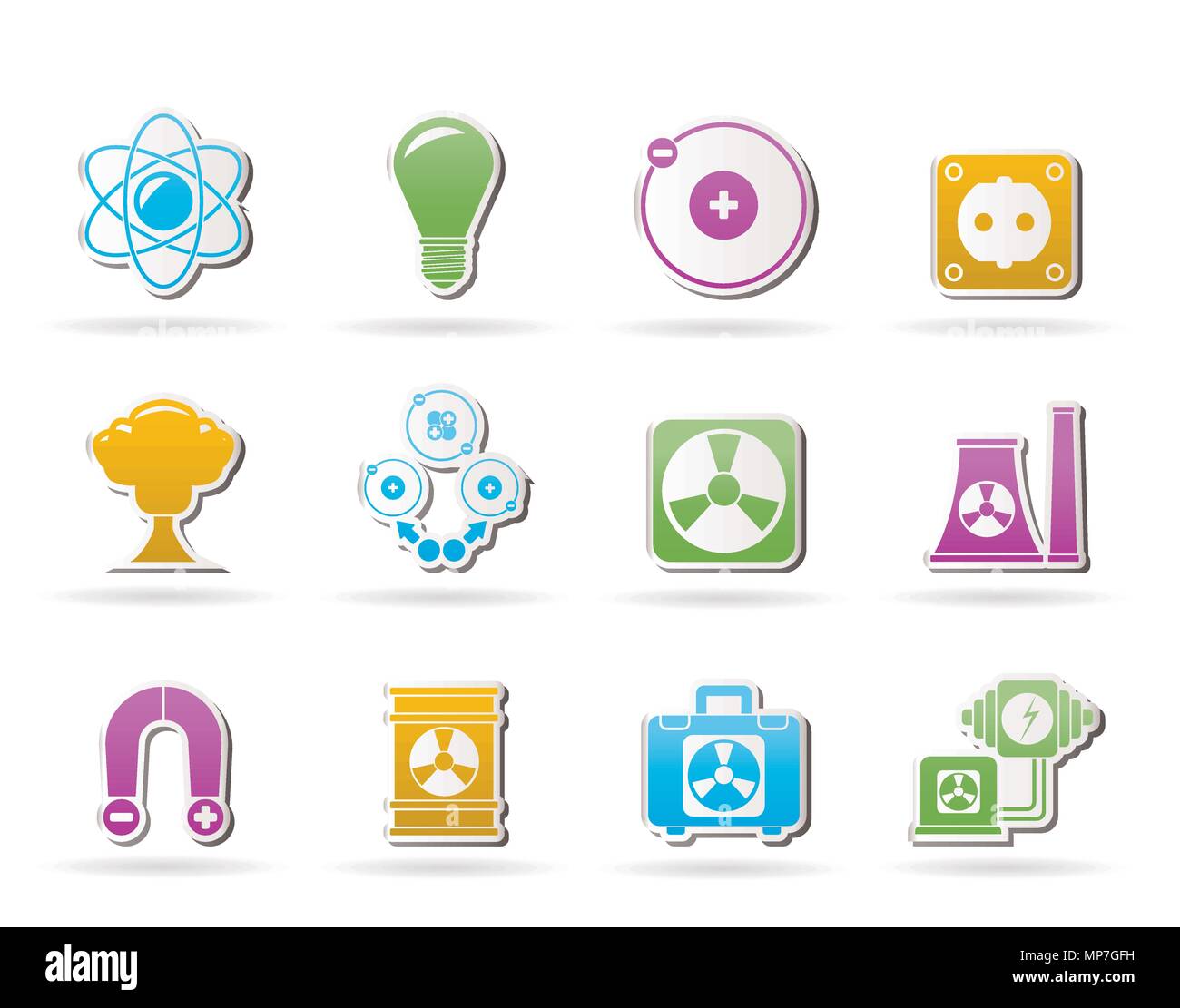 Atomic and Nuclear Energy Icons - vector icon set Stock Vector