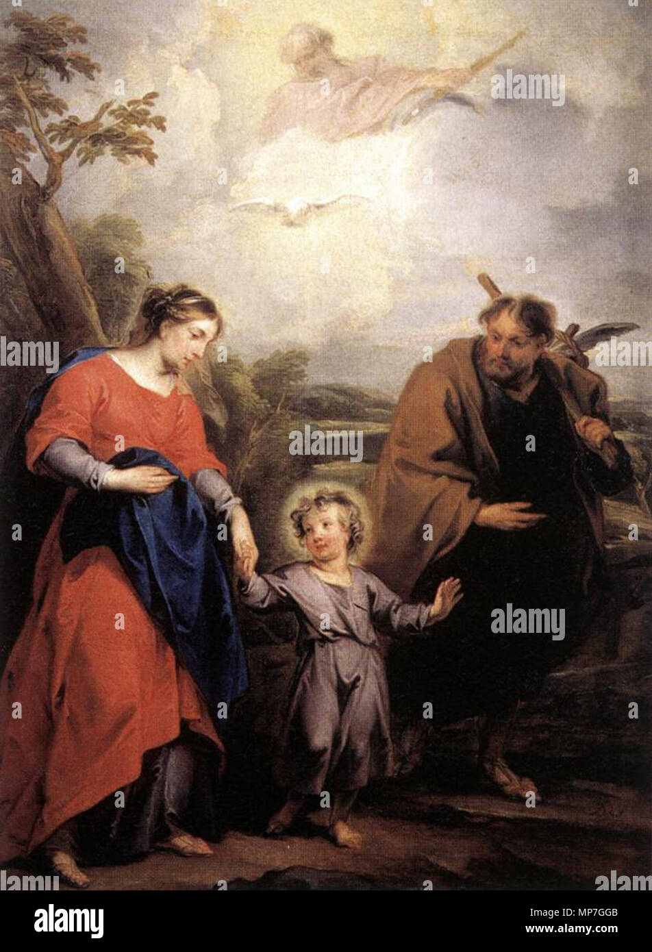 The Return from Egypt, also : Holy Family and Trinity. Alternative title(s): The Flight into Egypt. Holy Family and Trinity.[1]  1726.   682 Jacob de Wit 008 Stock Photo