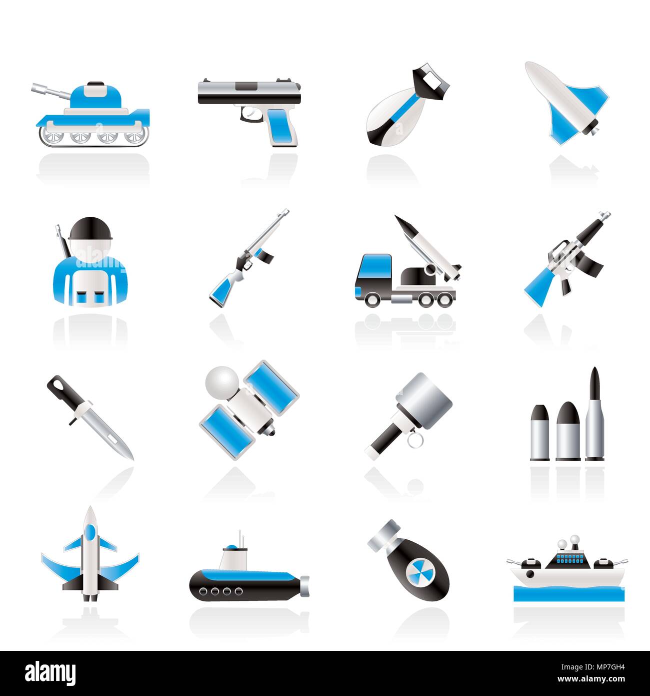 Army, weapon and arms Icons - vector icon set Stock Vector