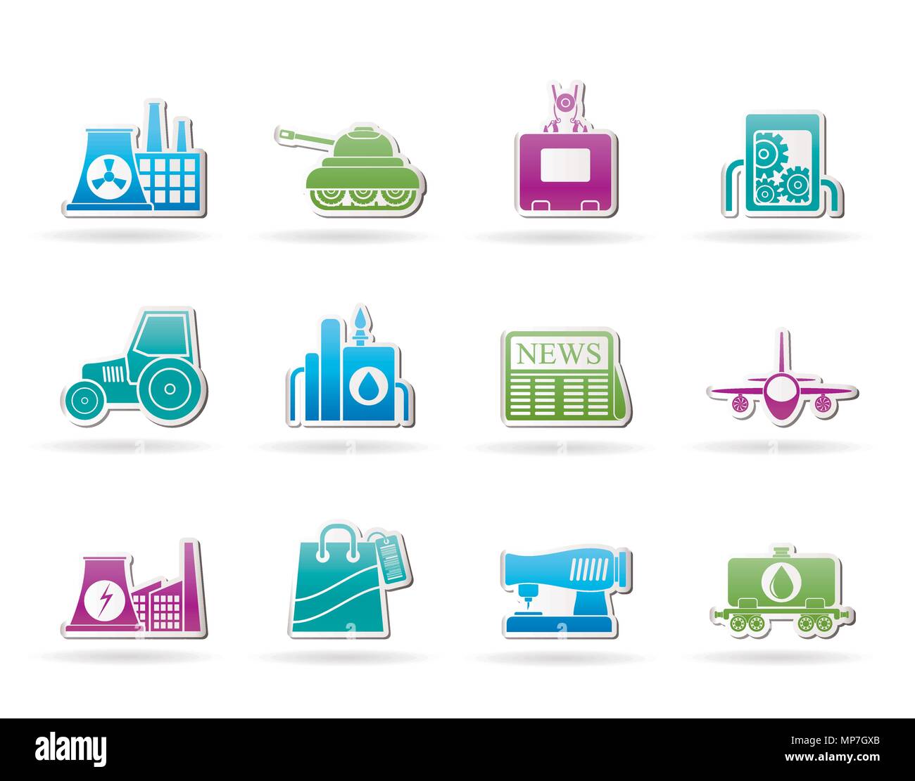 Business and industry icons - vector icon set Stock Vector Image & Art ...