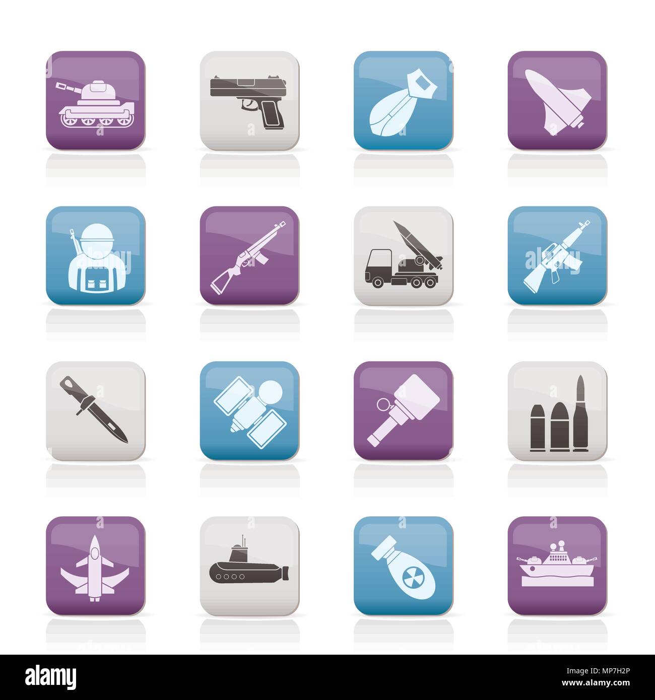 Army, weapon and arms Icons - vector icon set Stock Vector