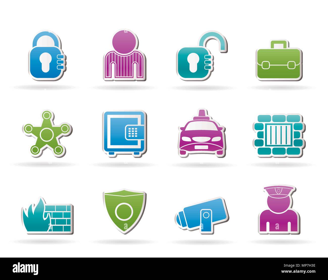 Social security and police icons - vector icon set Stock Vector Image ...