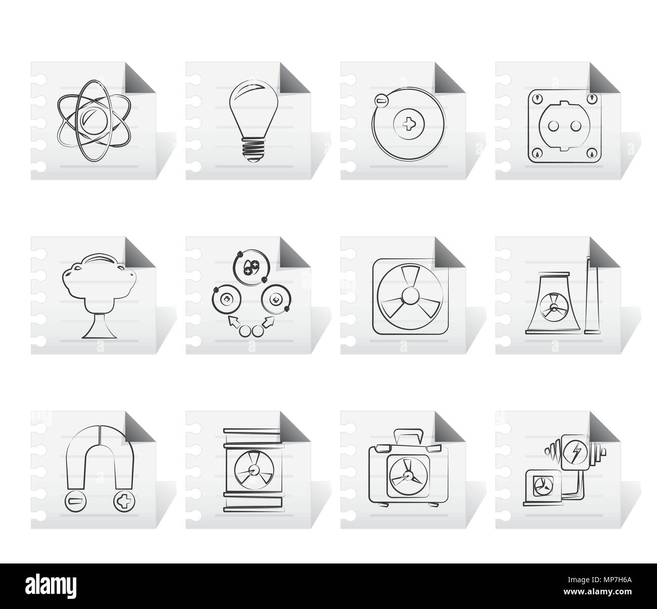 Atomic and Nuclear Energy Icons - vector icon set Stock Vector
