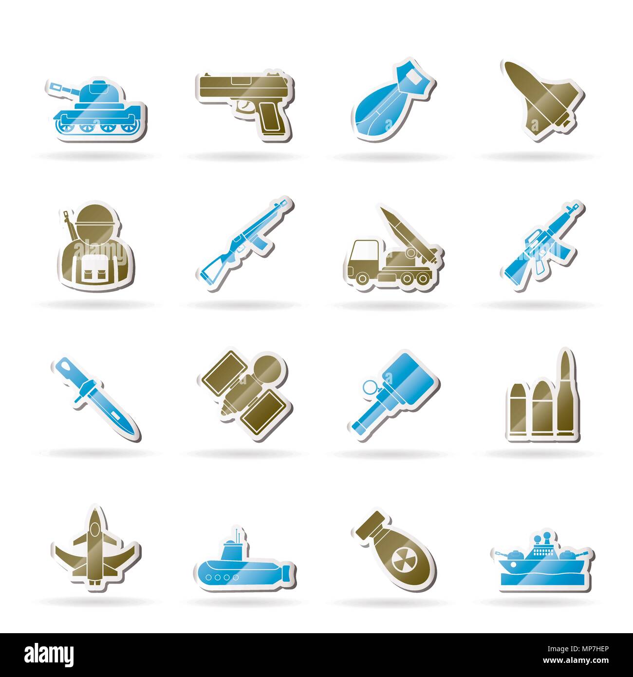 Army, weapon and arms Icons - vector icon set Stock Vector