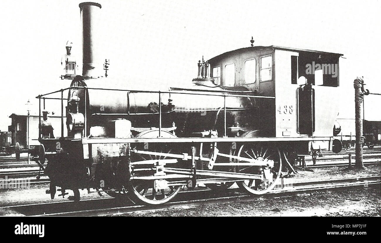 . Deutsch: Dampflokomotive E 2/2 Nummer 438 der schweizerischen Nordostbahn. between 1895 and 1902. Probably Georg Wilhelm Hecklau (1872—1905) 932 NOB E2-2 438 Stock Photo
