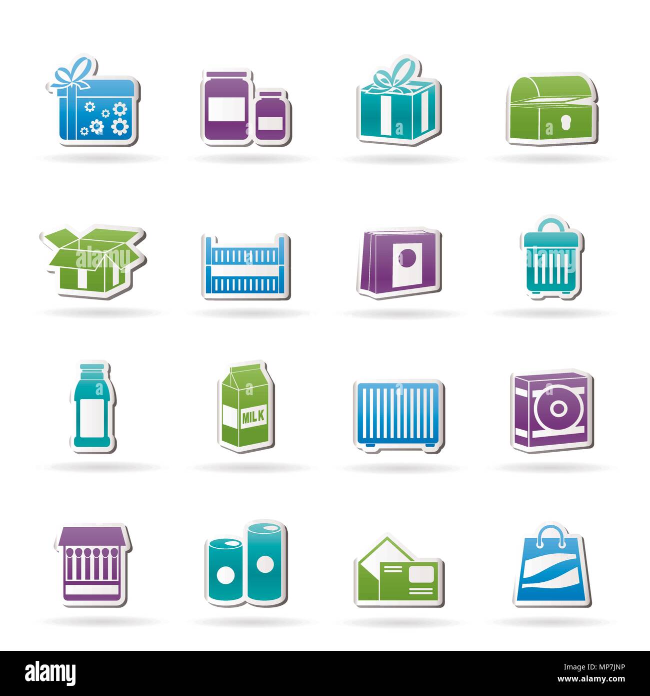 Different kind of package icons - vector icon set Stock Vector