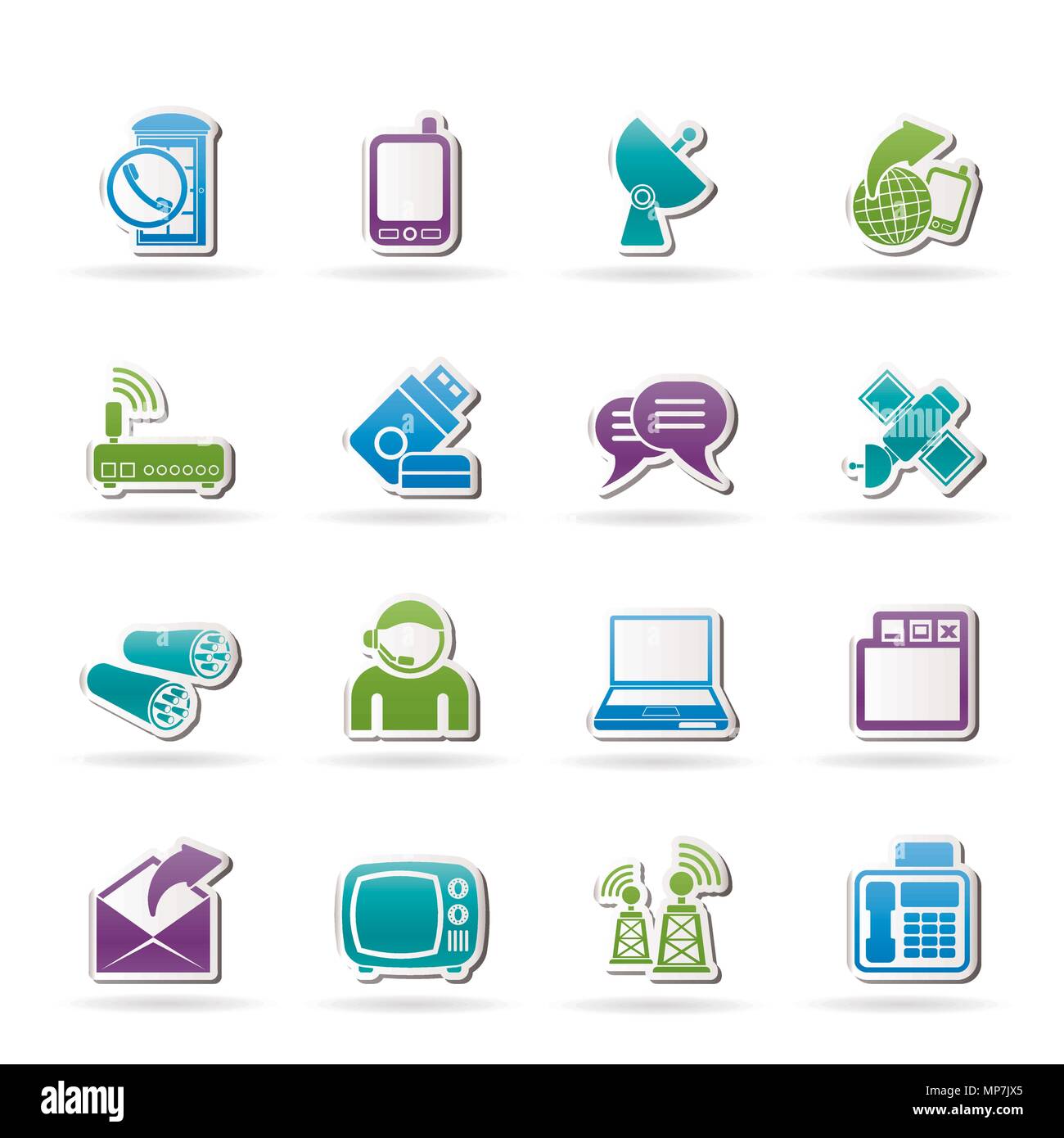 Communication, connection and technology icons - vector icon set Stock ...