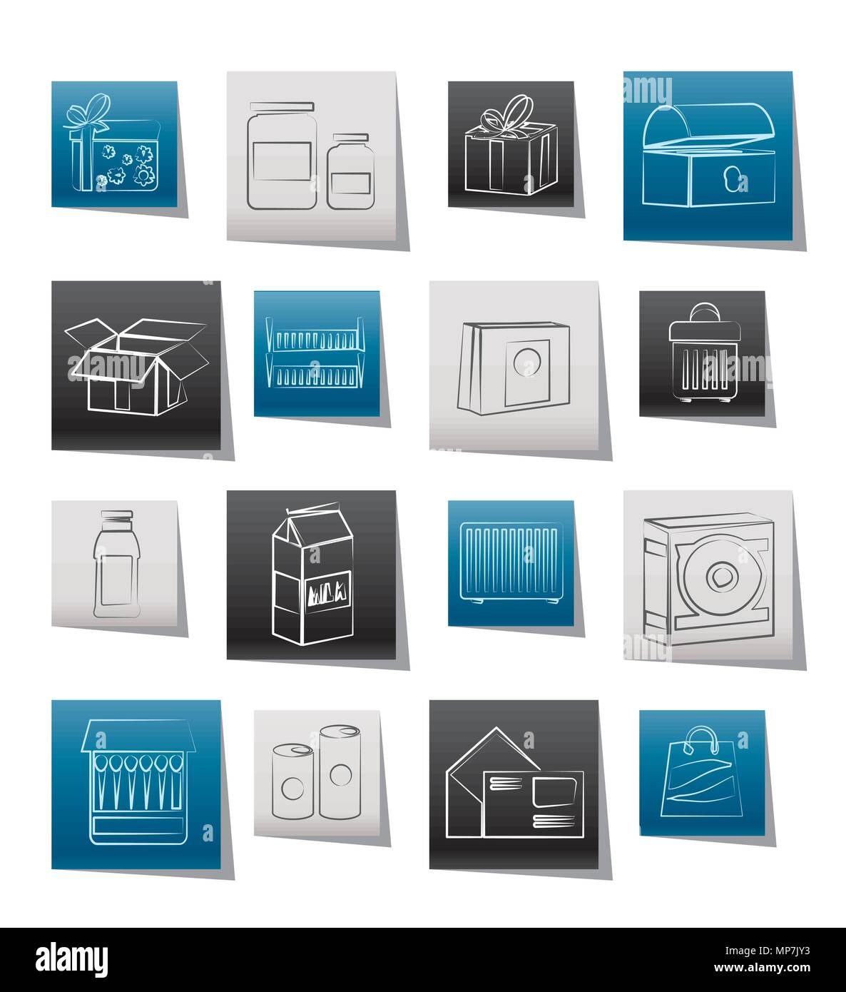 Different kind of package icons - vector icon set Stock Vector