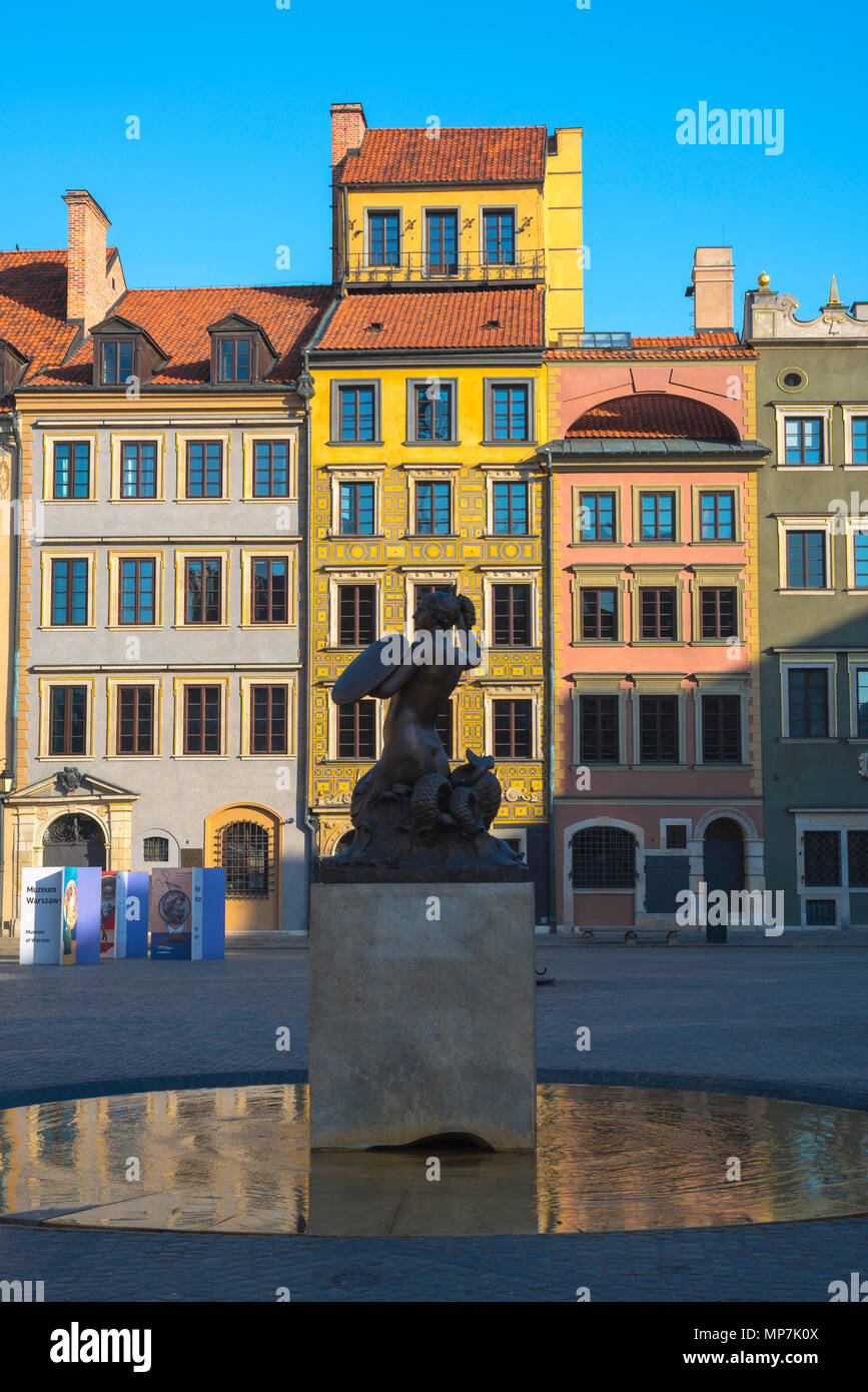 Warsaw Old Town, view of the colorful reconstructed Old Town Square in the centre of the