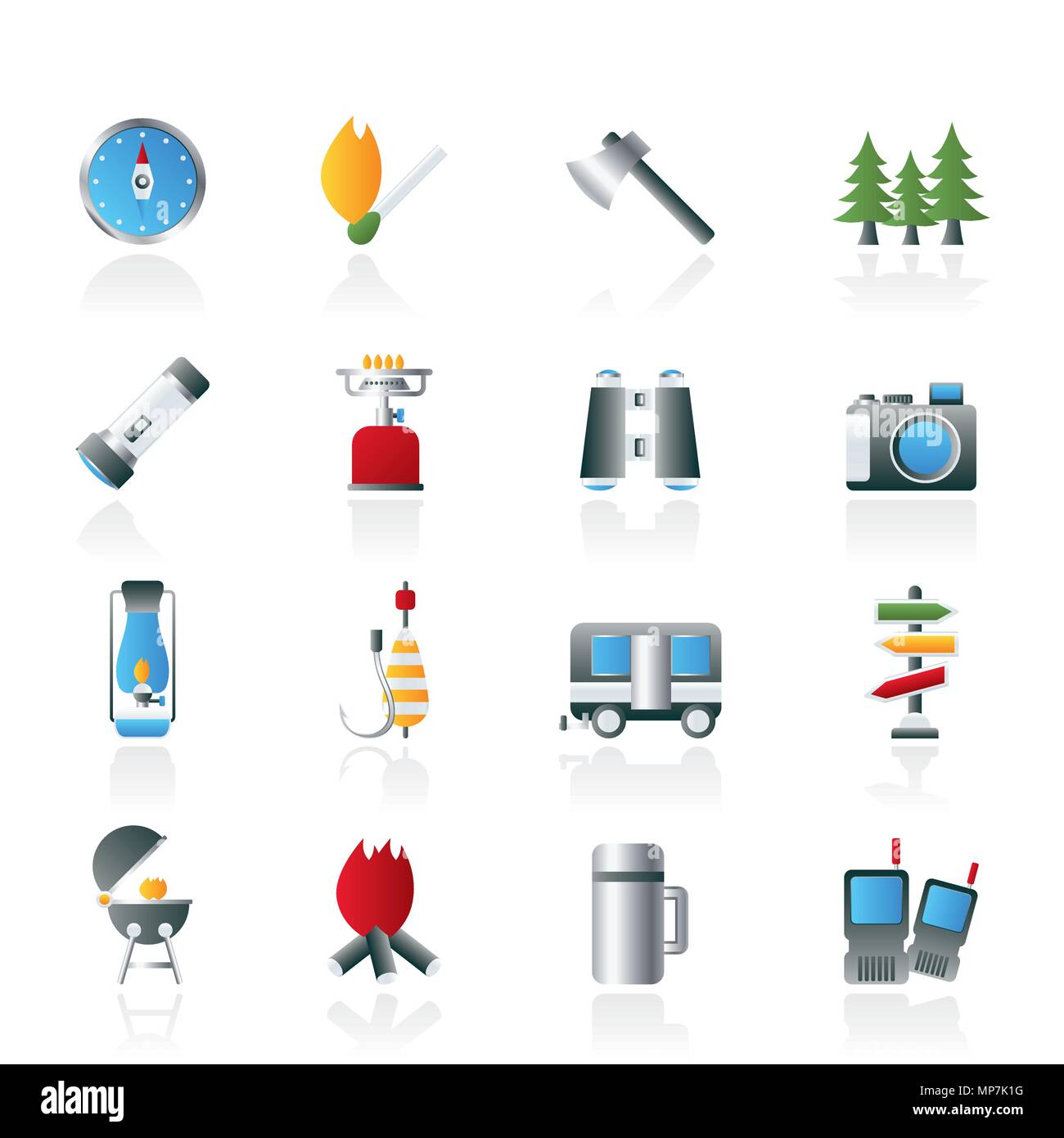 Camping, travel and Tourism icons - vector icon set Stock Vector Image ...