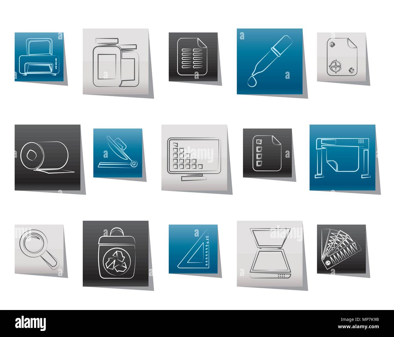 Commercial print icons - vector icon set Stock Vector
