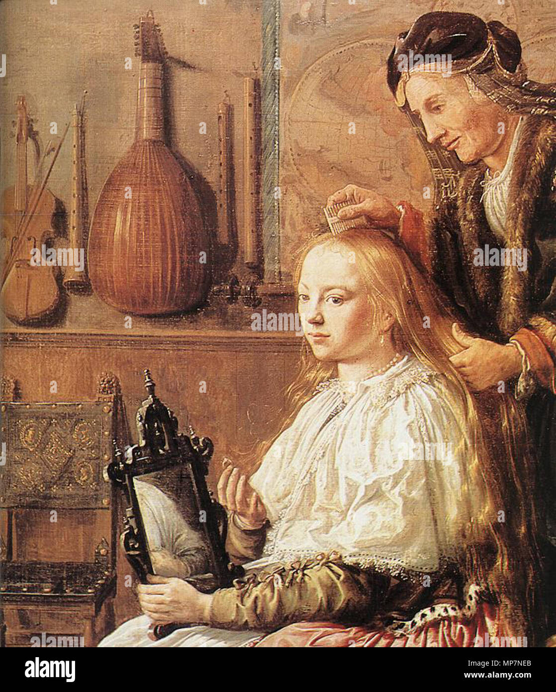 Allegory of Vanity. detail . 1633.   699 Jan Miense Molenaer - Allegory of Vanity (detail) - WGA16108 Stock Photo