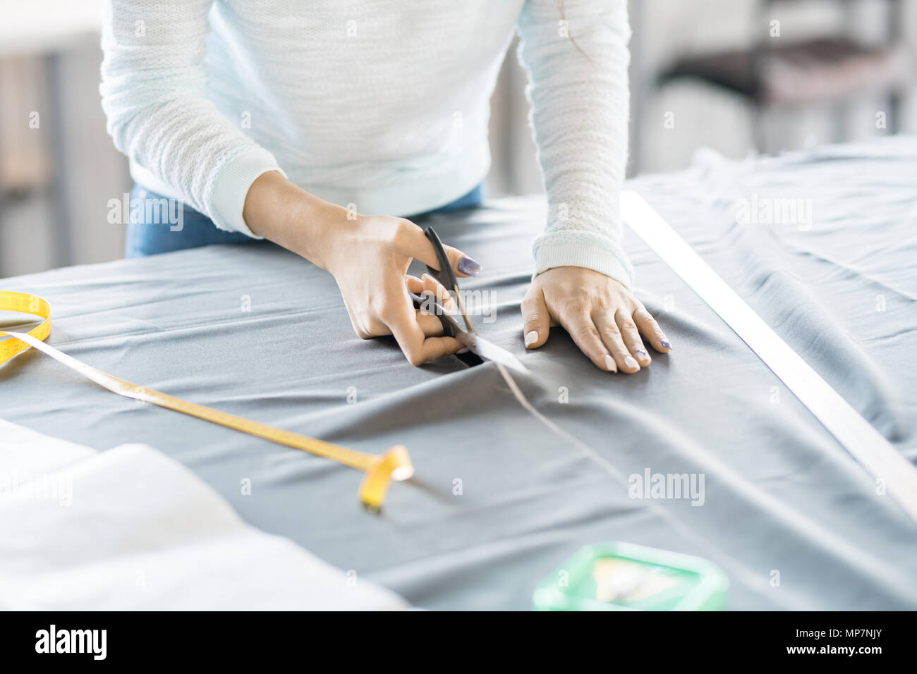 Woman Making Clothes Stock Photo Alamy