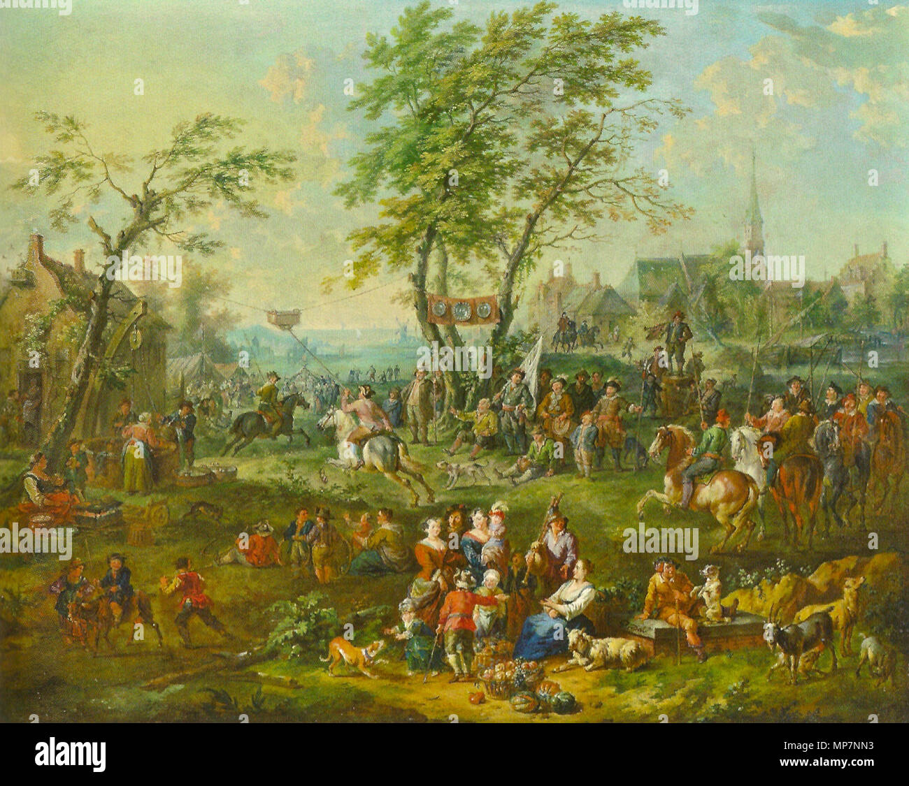 English: Village Feast: Piercing the ring Deutsch: Kirmessbelustigung:  Ringstechen 18th century. 700 Jan Pieter van Bredael - Kirmesbelustigung  Ringstechen Stock Photo - Alamy