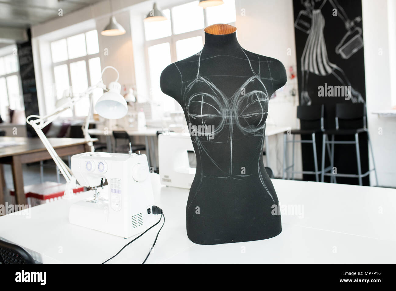 Sewing Dummy in  Atelier Interior Stock Photo