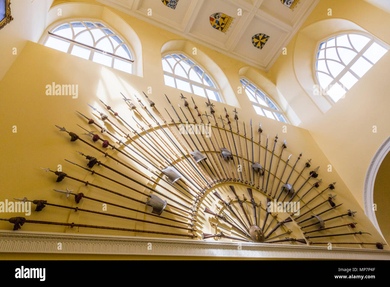 A magnificent display of weapons in Armoury Hall at Inveraray Castle, Argyll & Bute, Scotland, UK Stock Photo