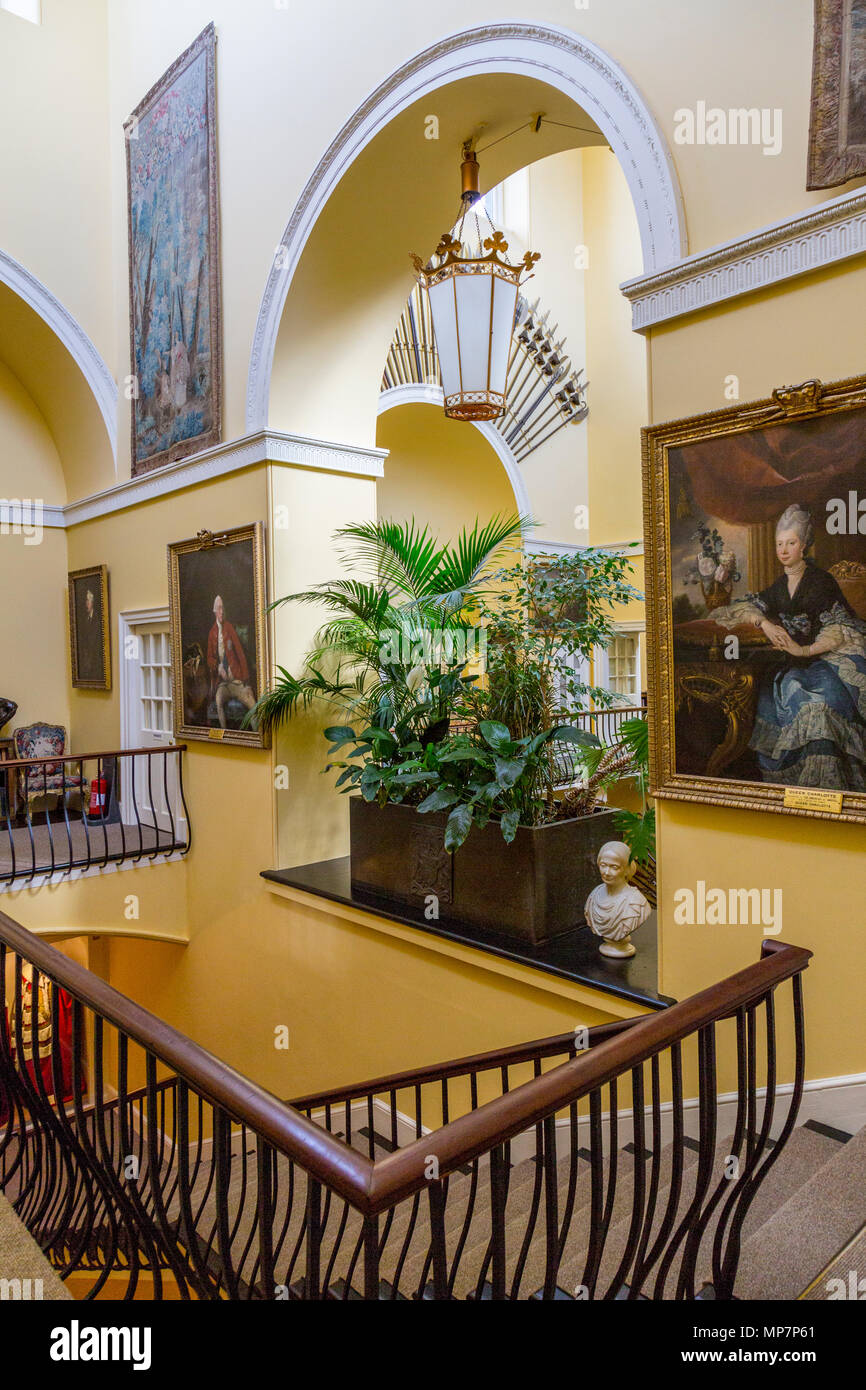 A grand staircase and paintings inside Inveraray Castle, Argyll & Bute, Scotland, UK Stock Photo