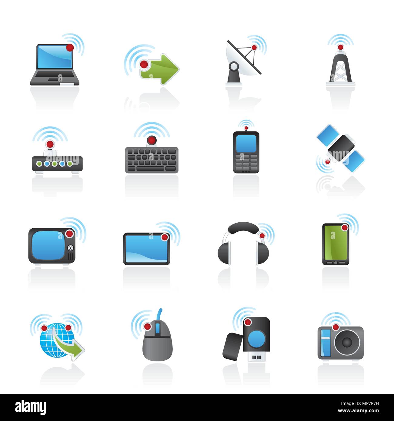 Wireless and technology icons - vector icon set Stock Vector Image ...