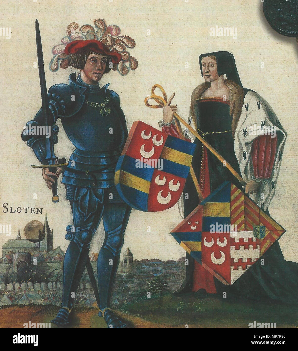 . Nederlands: Jan van Wassenaar (1483-1523) en Josina van Egmond (1485-1538) . circa 1560. D. Woutersz van Catwijck 705 Jan van Wassenaar (1483-1523) en Josina van Egmond (1485-1538) Stock Photo