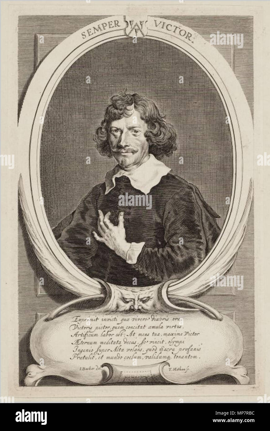 English: Jan Victors (ca. 1620-na 1676), painter. Nederlands: Jan Victors (ca. 1620-na 1676), Kunstschilder  1642.   705 Jan Victors - engraving Stock Photo