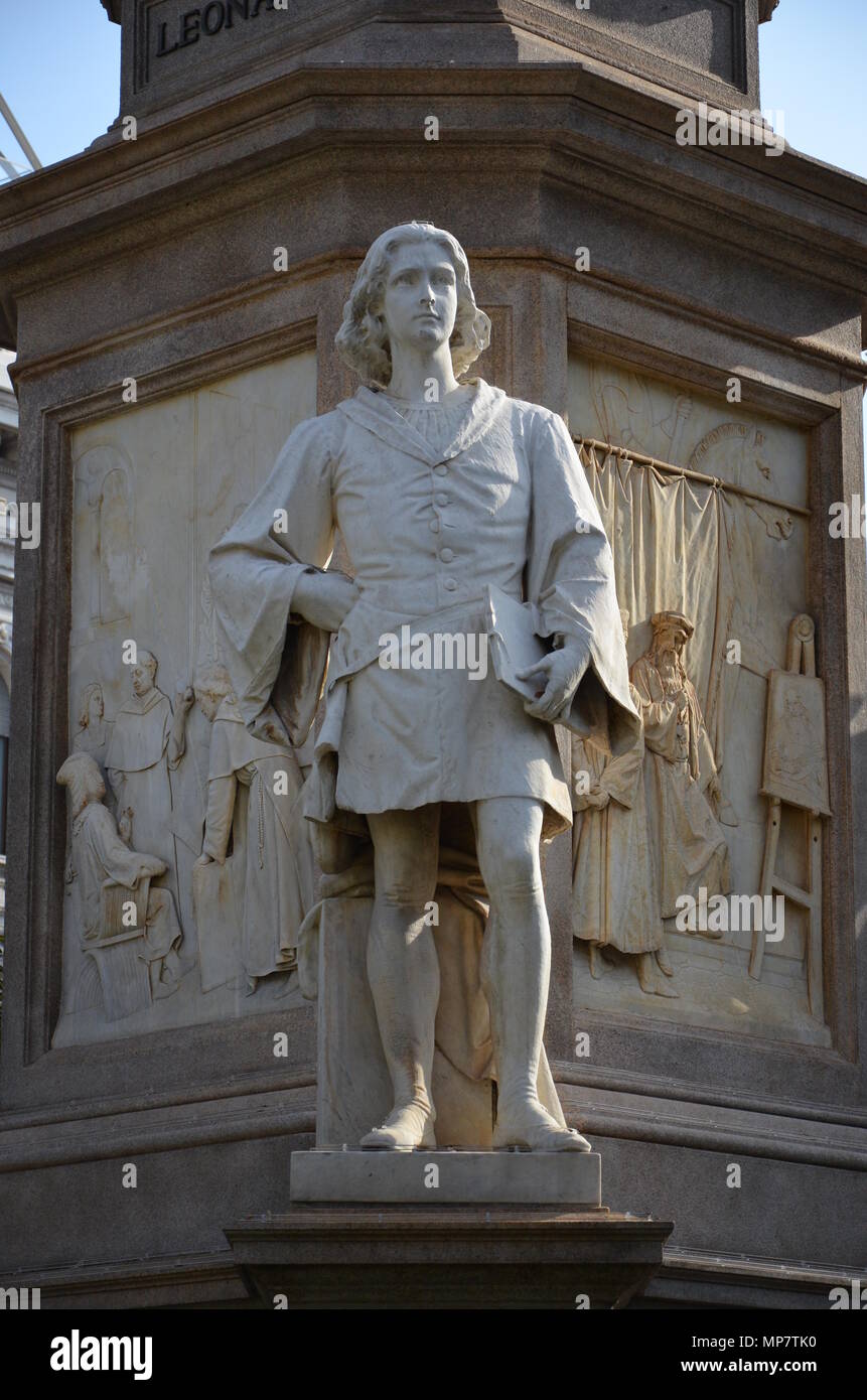 Milan, Italy Leonardo Da Vinci statue Stock Photo Alamy