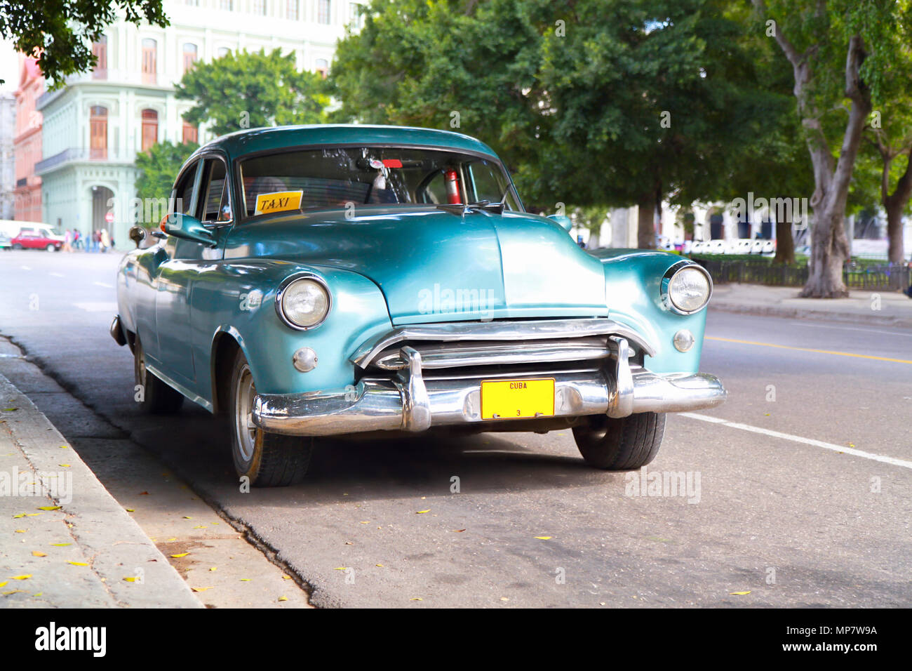 Havana January 7 Metallic Green Oldtimer Car These Old Cars Made Before 1959 Were The Only Ones That Could Be Privately Bought And Sold Until A New Stock Photo Alamy