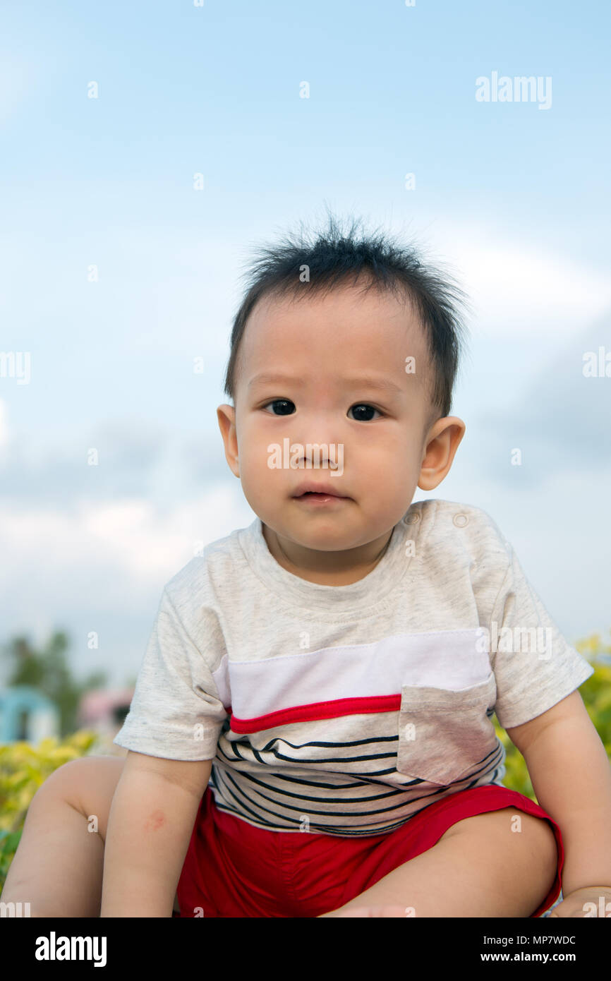 Portrait of Asian baby boy Stock Photo
