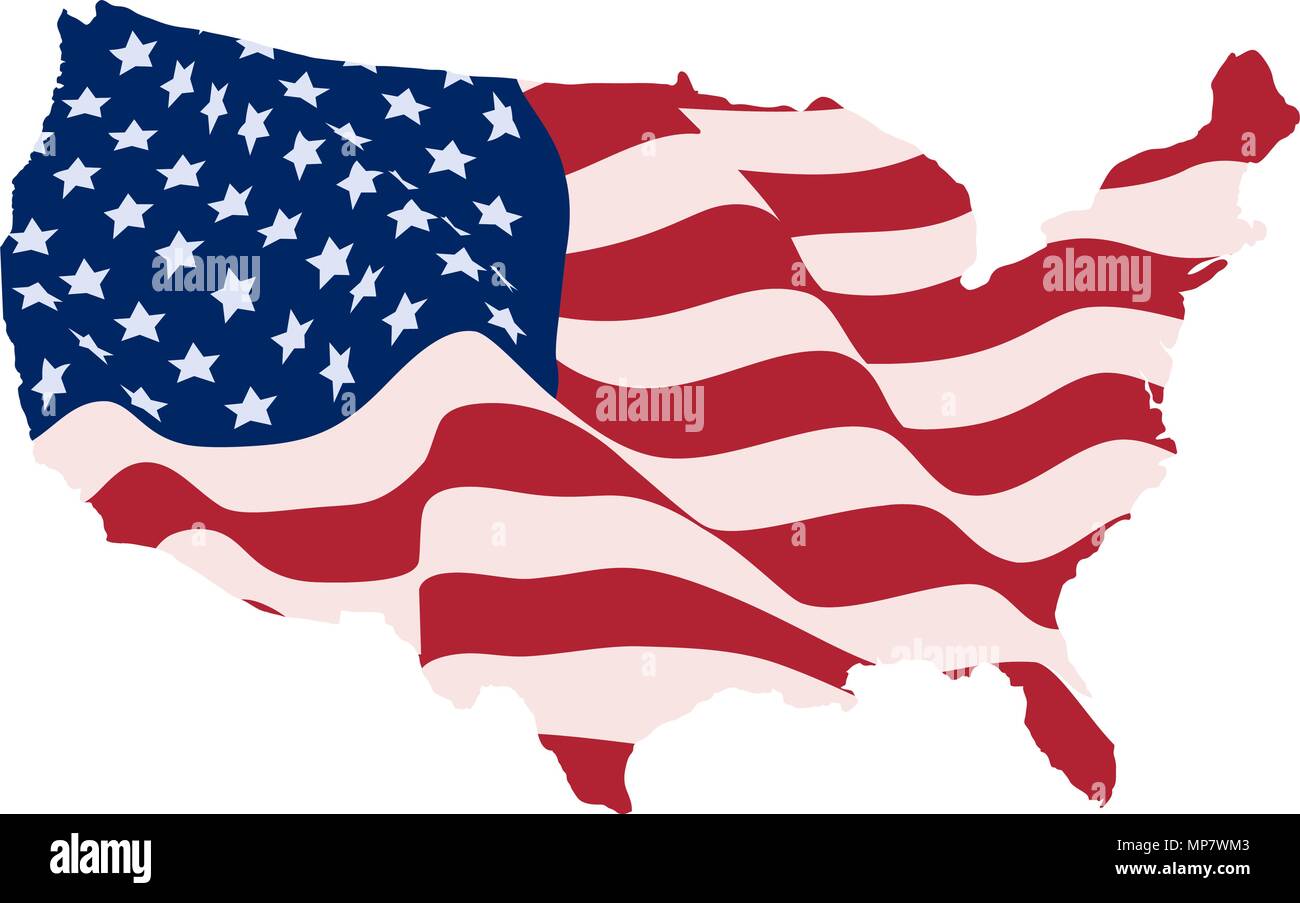 USA Flag in the form of maps of the United States Stock Vector