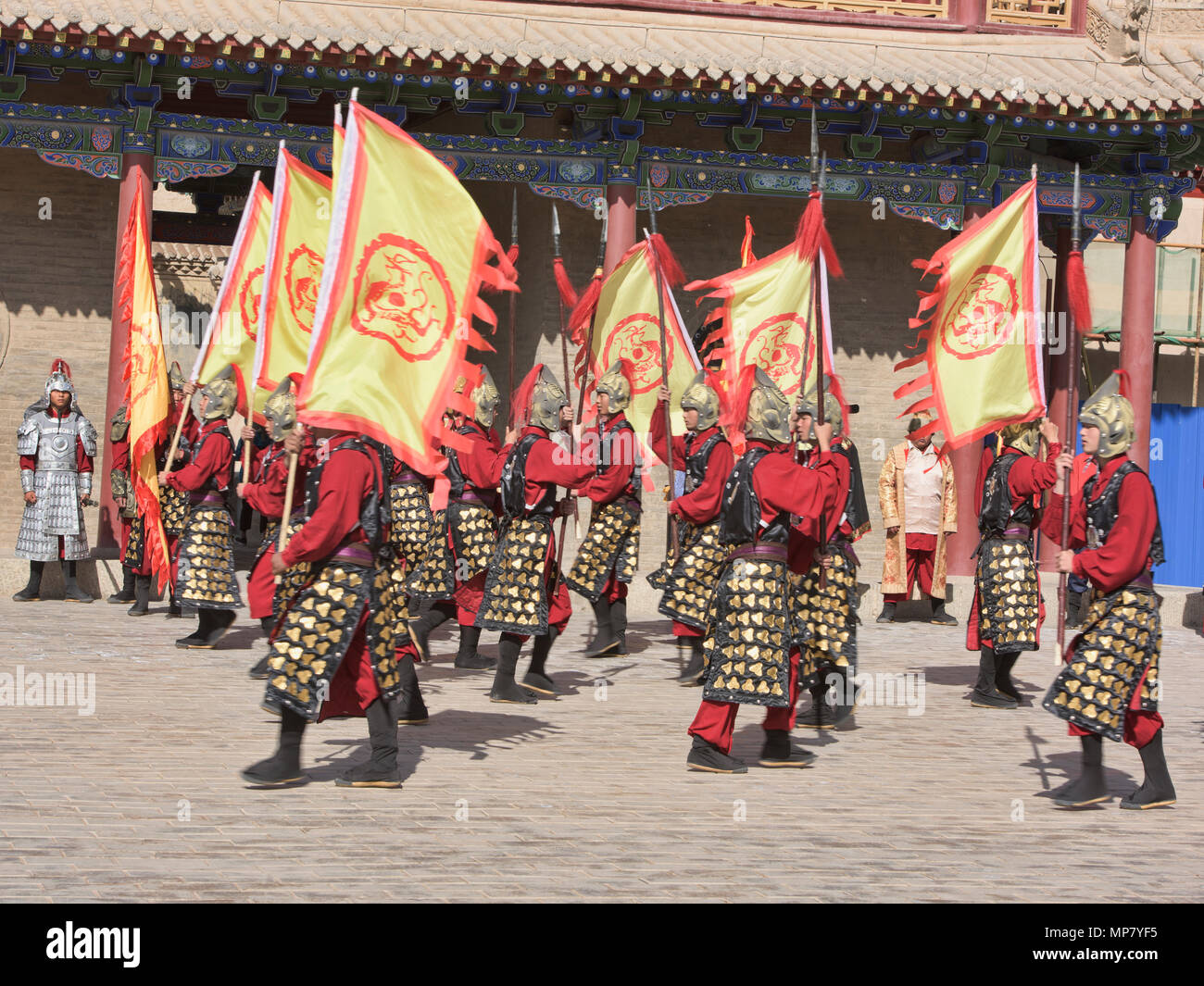 Ming Dynasty guards reenactment at Jiayuguan Fort at Jiayu Pass ...