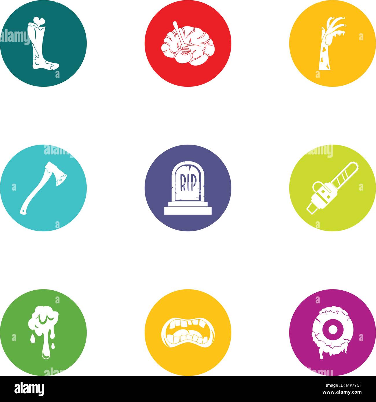 Rip icons set, flat style Stock Vector