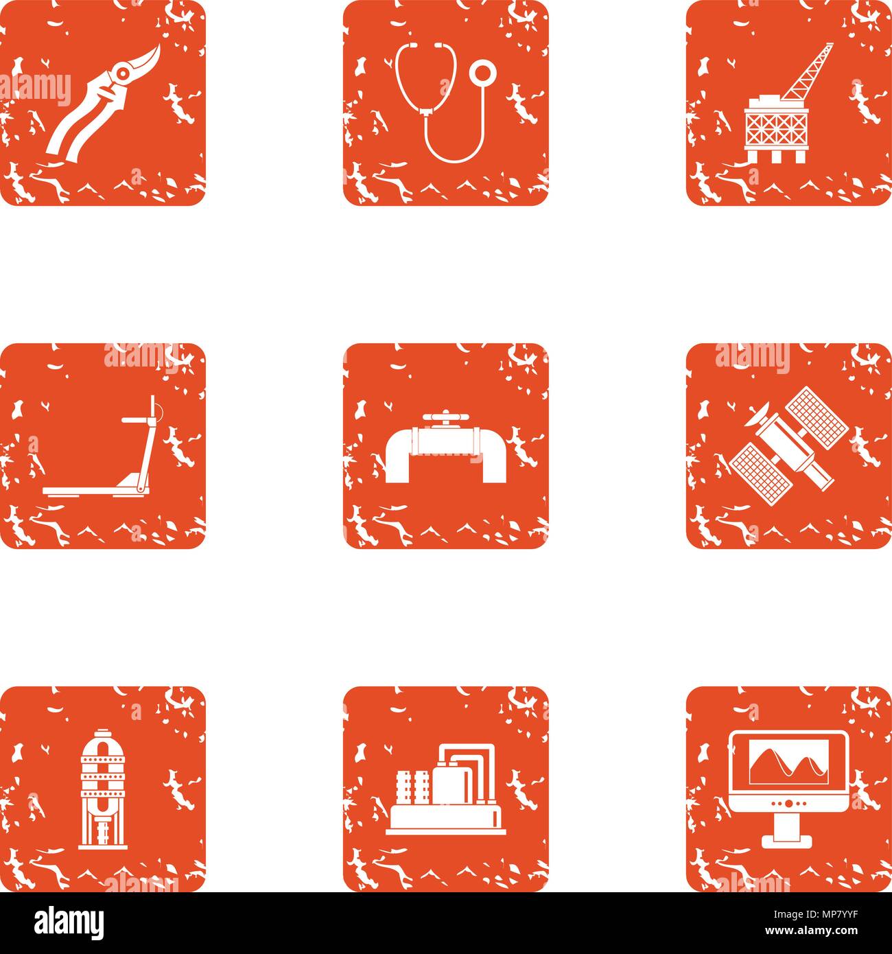 Hunt down icons set, grunge style Stock Vector