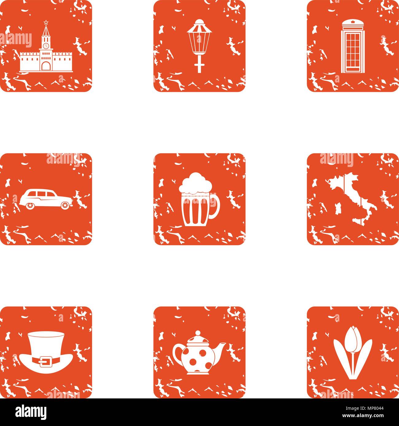 Come together icons set, grunge style Stock Vector