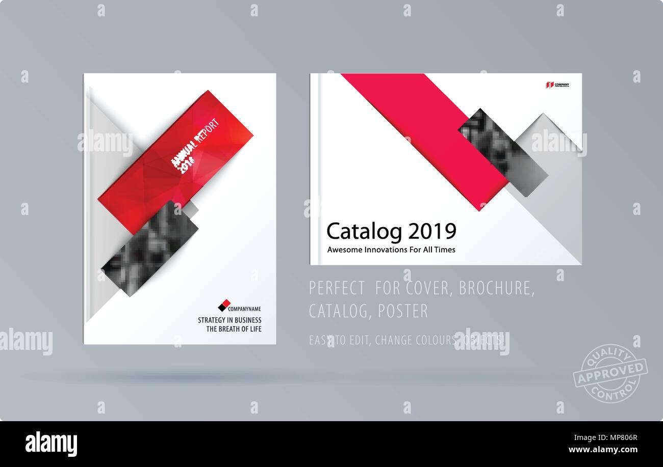 Brochure design rectangular template. Colourful modern abstract set, annual report with shapes for branding. Stock Vector
