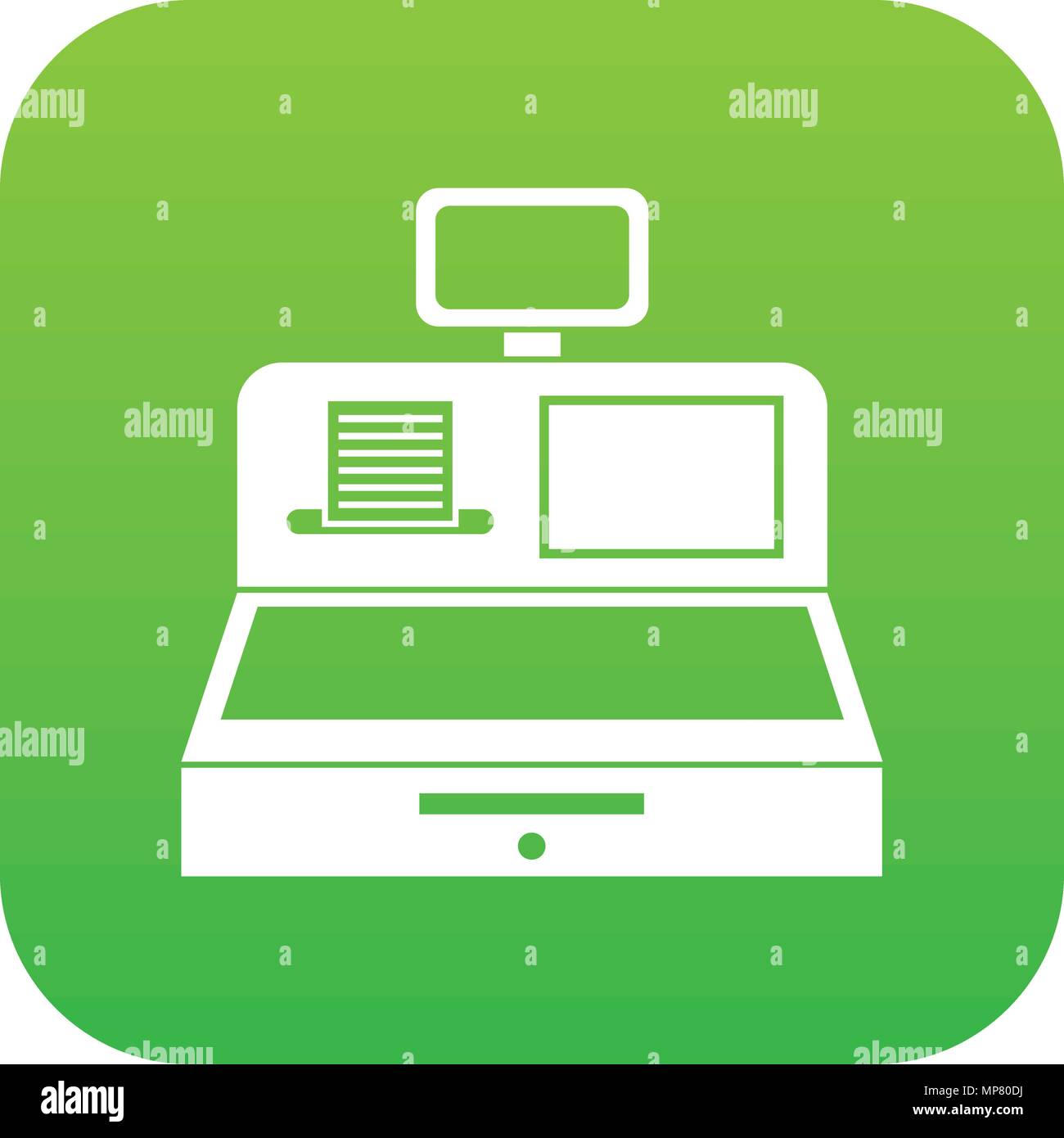 Cash register with cash drawer icon digital green Stock Vector Image