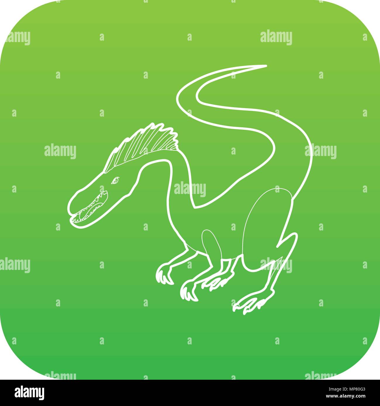 Hungry dinosaur icon green vector Stock Vector