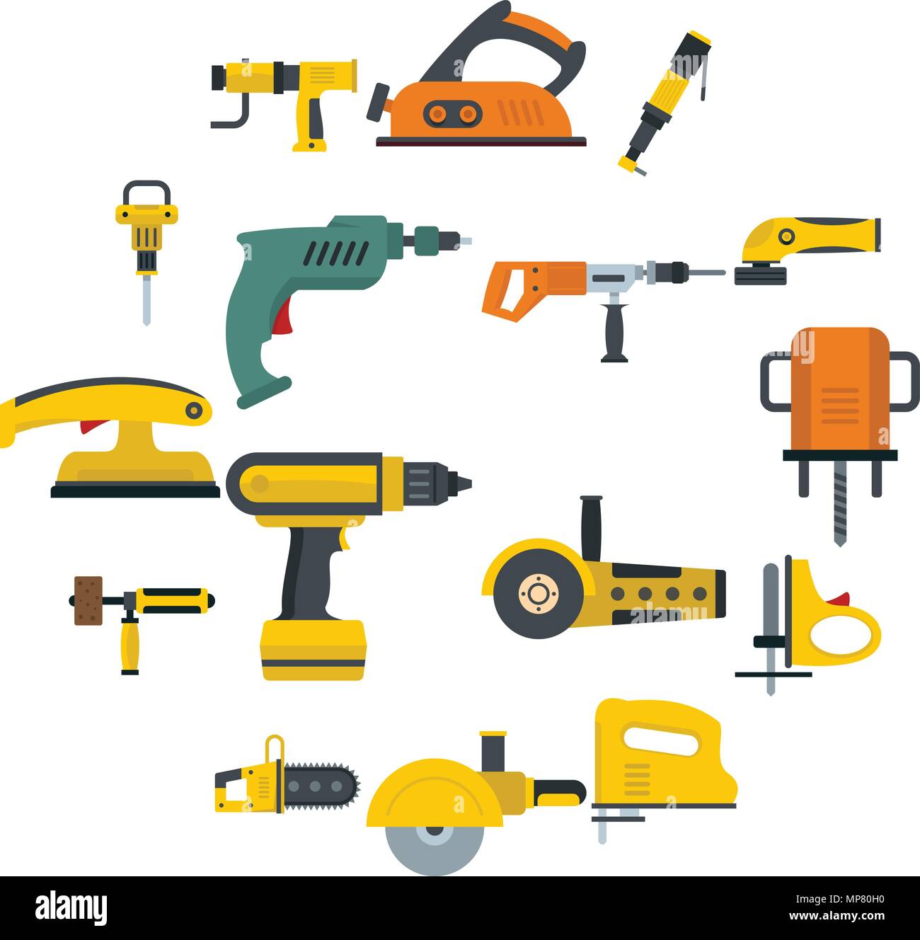 Electric tools icons set in flat style Stock Vector Image & Art - Alamy