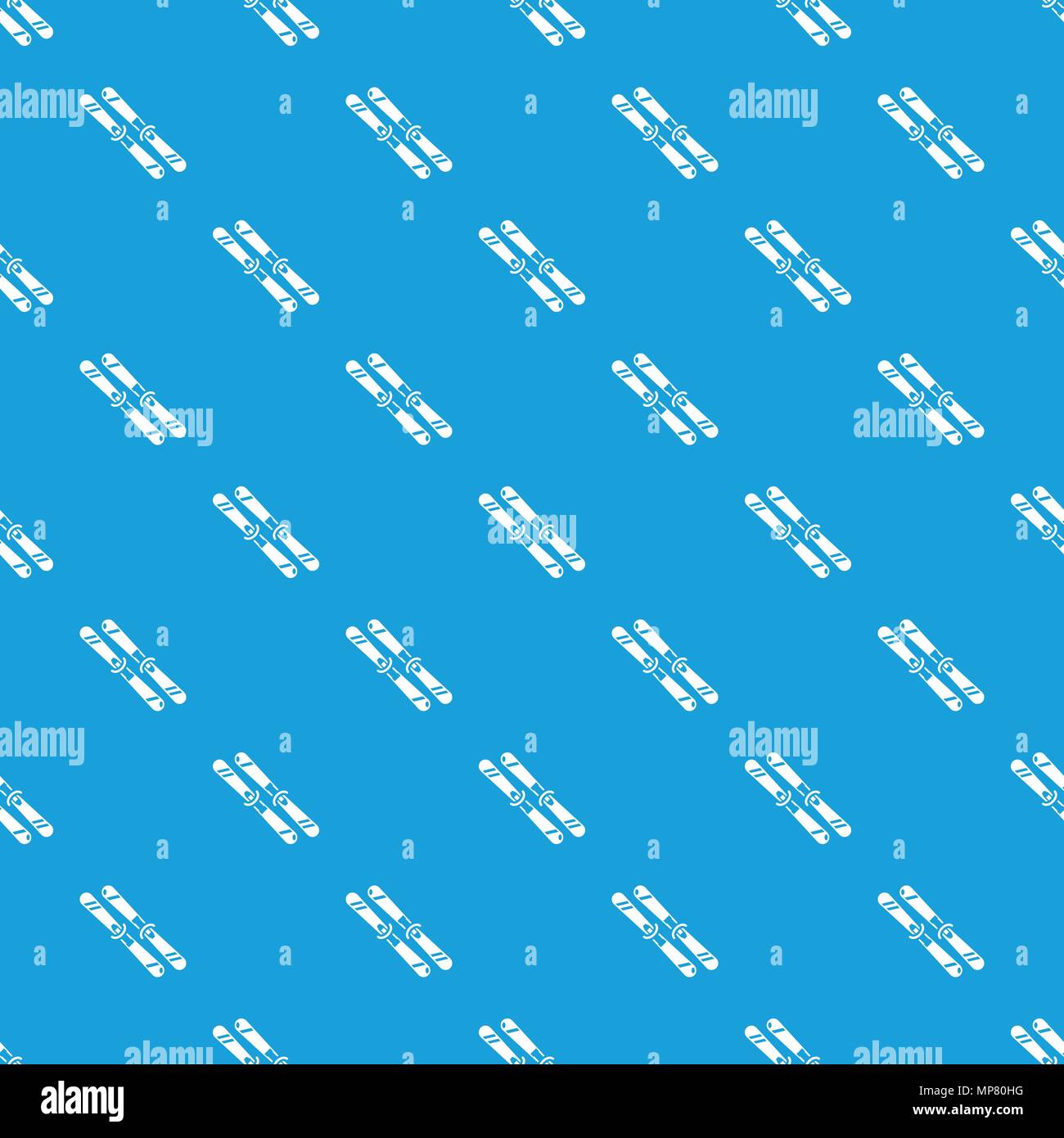Skiing pattern vector seamless blue Stock Vector