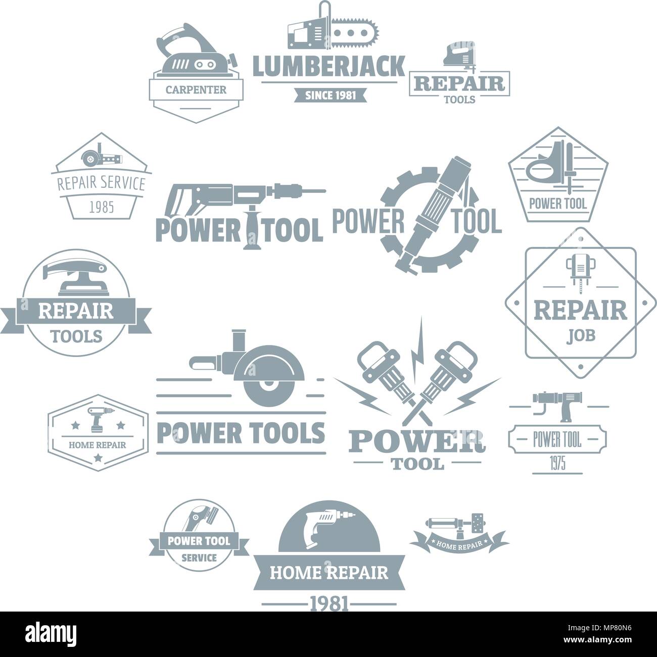 Electric tools logo icons set, simple style Stock Vector Image & Art - Alamy