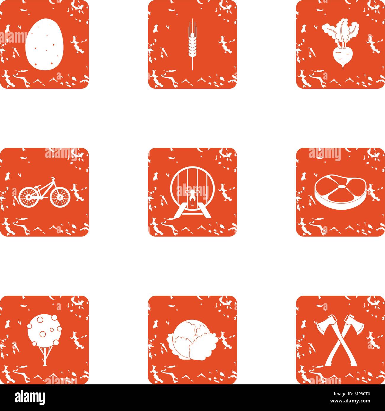 Concoction icons set, grunge style Stock Vector