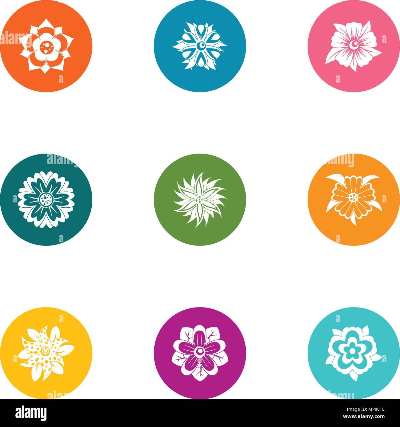 Snowflake icons set, flat style Stock Vector Image & Art - Alamy