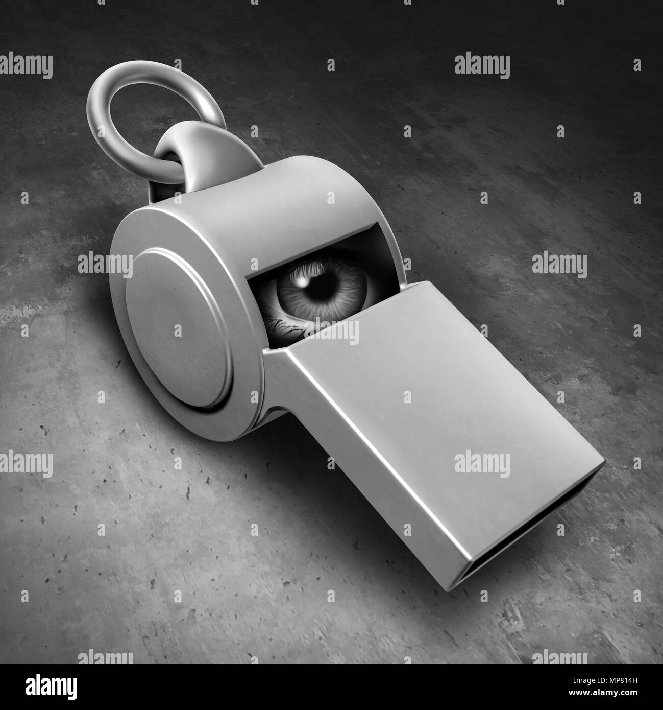 Secret informant as an imbedded spy or hidden whistle blower reporter or leaker of privileged information as a law enforcement symbol. Stock Photo