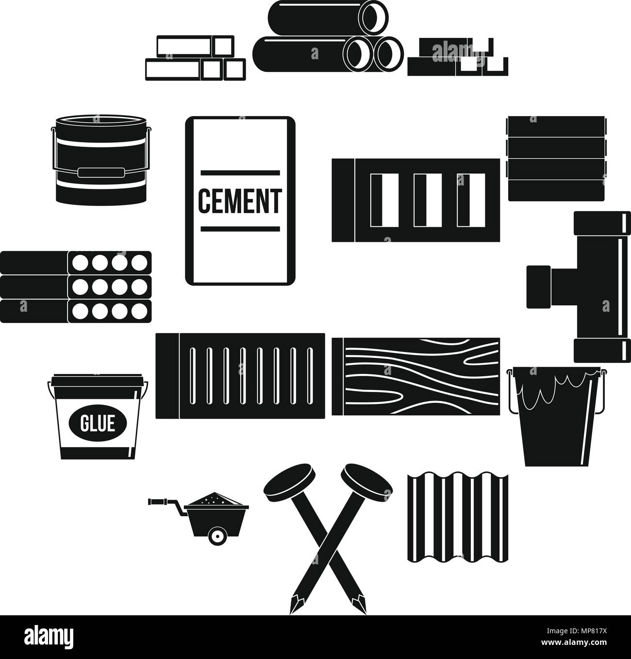 Building materials icons set, simple style Stock Vector Image & Art Alamy