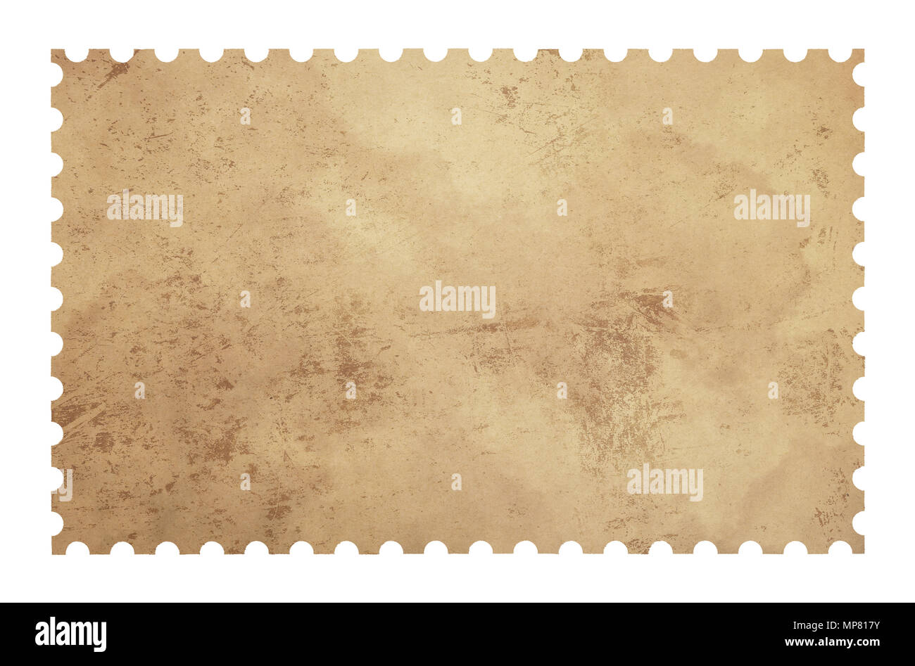 Old retro grunge style blank paper postage stamp isolated on white background Stock Photo